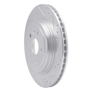 Cadillac CTS Brake Rotor (1) - Rear Right - R1 Concepts - Drilled & Slotted - Silver - `08-`14